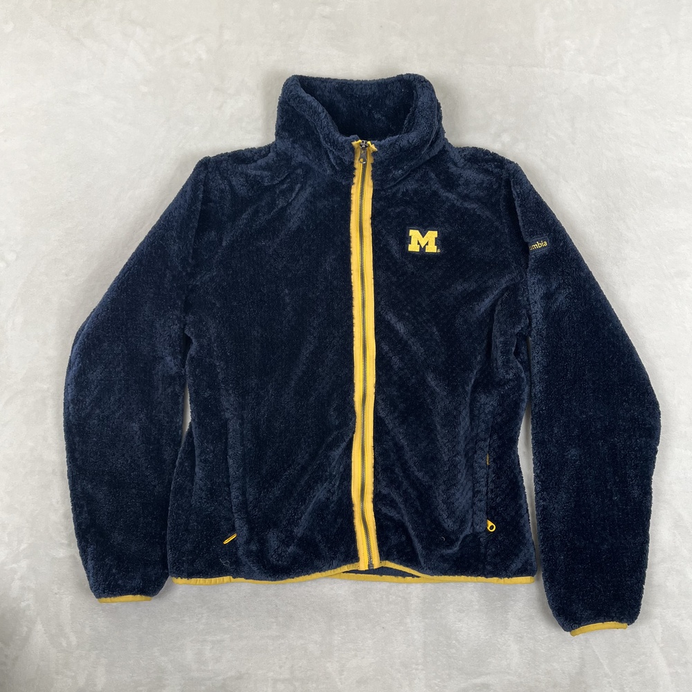 Michigan Wolverines Jacket Womens XL Blue NCAA Football Columbia Full Zip Fleece
